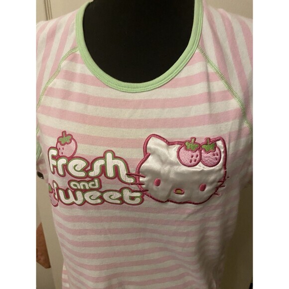 Hello Kitty and Friends Fresh And Sweet Junior Striped Shirt Top Pink XL Top - Picture 2 of 5
